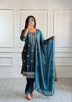 Prazu Fashion Rama Georgette Embroidered Salwar Suit | Grocsy