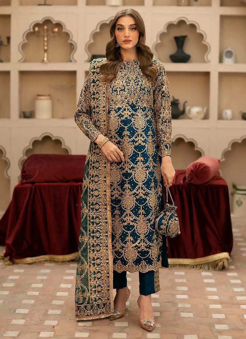 Prazu Fashion Rama Green Georgette Sequence Salwar Suit | Grocsy