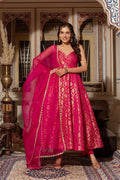 Prazu Fashion Pink Jacquard Silk Weaving Gown With Dupatta | Grocsy