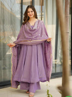 Prazu Fashion Lavender Silk Designer Anarkali Palzzo Suit | Grocsy