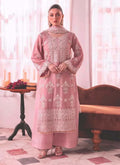 Prazu Fashion Baby Pink Georgette Embroidered Palazzo Suit | Grocsy