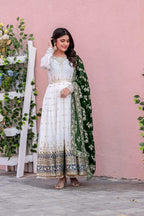 Prazu Fashion Off White Georgette Embroidered Anarkali Suit | Grocsy