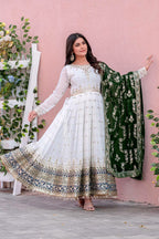 Prazu Fashion Off White Georgette Embroidered Anarkali Suit | Grocsy