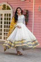 Prazu Fashion Off White Georgette Embroidered Anarkali Suit | Grocsy