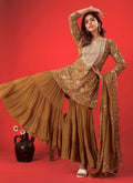 Prazu Fashion Beige Georgette Embroidered Sharara Suit | Grocsy