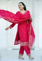Prazu Fashion Red Silk Embriodered Salwar Suit | Grocsy