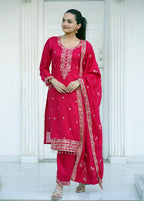 Prazu Fashion Red Silk Embriodered Salwar Suit | Grocsy