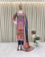 Prazu Fashion Multi Color Chinon Silk Printed Salwar Suit | Grocsy