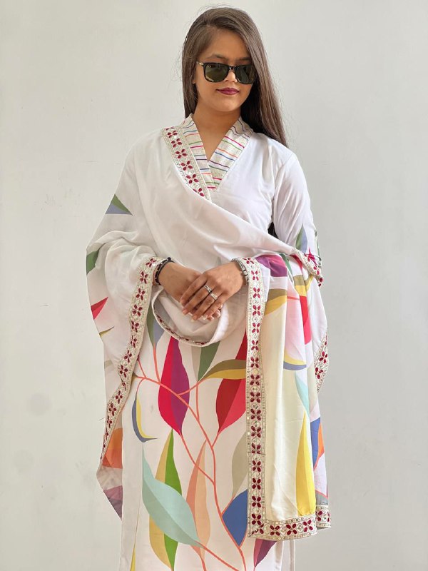 Prazu Fashion Off White Muslin Cotton Printed Salwar Suit | Grocsy