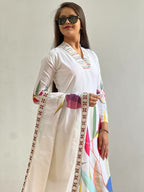 Prazu Fashion Off White Muslin Cotton Printed Salwar Suit | Grocsy
