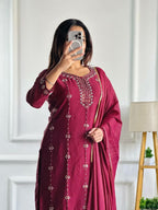 Prazu Fashion Maroon Georgette Embroidered Salwar Suit | Grocsy