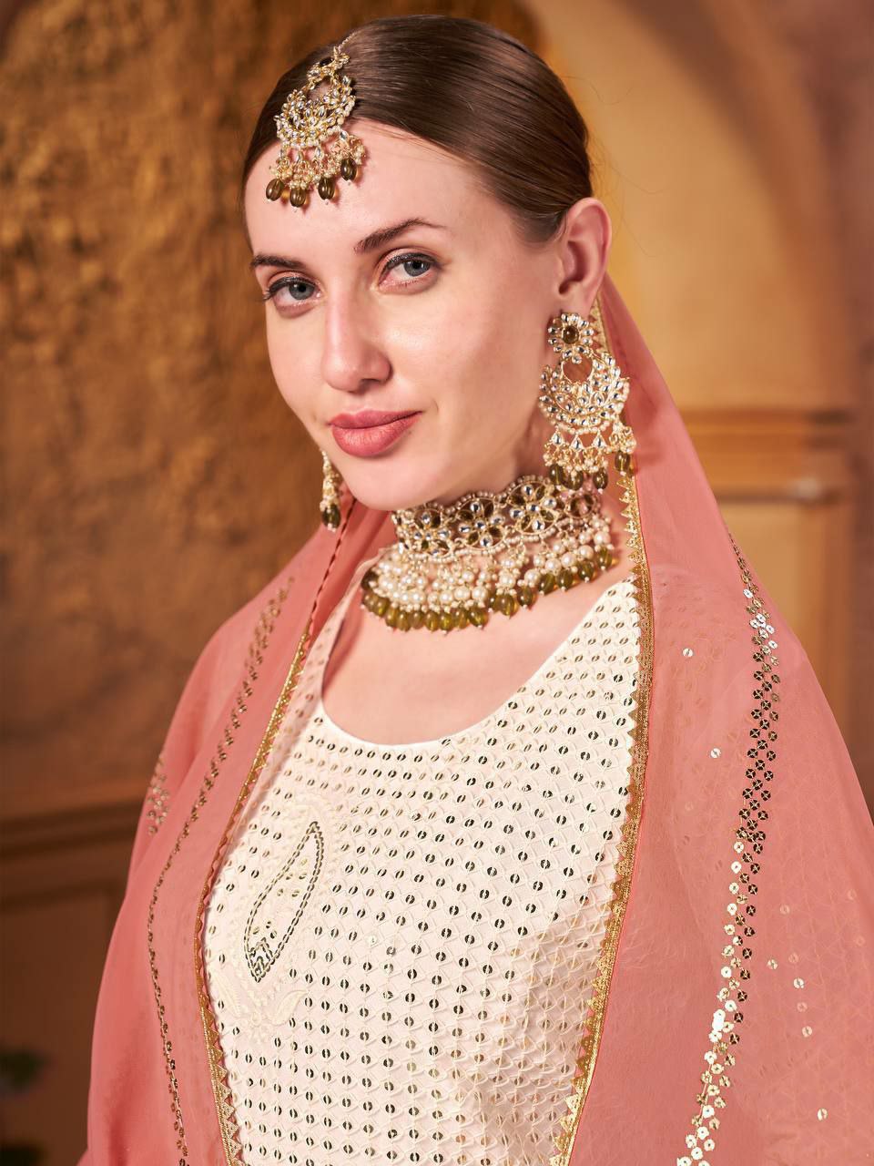Prazu Fashion Off White Georgette Embroidered Salwar Suit | Grocsy