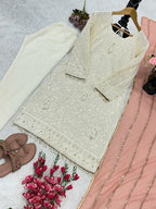 Prazu Fashion Off White Georgette Embroidered Salwar Suit | Grocsy