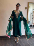 Prazu Fashion Green Vichitra Silk Embroidered Salwar Suit | Grocsy
