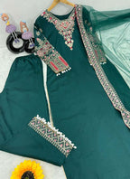 Prazu Fashion Green Vichitra Silk Embroidered Salwar Suit | Grocsy