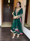 Prazu Fashion Green Vichitra Silk Embroidered Salwar Suit | Grocsy