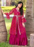 Prazu Fashion Pink Bandhej Embroidered Top With Lehenga | Grocsy