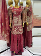 Prazu Fashion Gajri Organza Embroidered Palazzo Suit | Grocsy