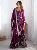 Prazu Fashion Purple Georgette Sequence Palazzo Suit | Grocsy