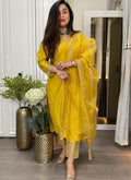 Prazu Fashion Yellow Roman Silk Embroidered Salwar Suit | Grocsy