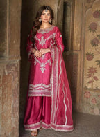 Prazu Fashion Pink Chinon Silk Embroidered Sharara Suit | Grocsy