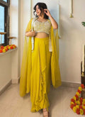 Prazu Fashion Yellow Georgette Embroidered Sequence Western Suit | Grocsy