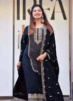 Prazu Fashion Black Georgette Embroidered Salwar Suit | Grocsy