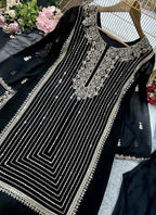Prazu Fashion Black Georgette Embroidered Salwar Suit | Grocsy
