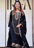 Prazu Fashion Black Georgette Embroidered Salwar Suit | Grocsy