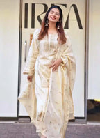 Prazu Fashion White Georgette Embroidered Salwar Suit | Grocsy