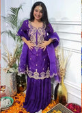 Prazu Fashion Violet Chinon Silk Embroidered Salwar Suit | Grocsy