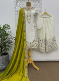 Prazu Fashion Off White Chinon Silk Embroidered Palazzo Suit | Grocsy