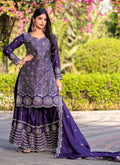 Prazu Fashion Violet Chinon Silk Thread Work Palazzo Suit | Grocsy