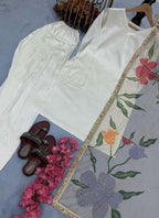Prazu Fashion Off White Japan Satin Silk Designer Palazzo Suit | Grocsy