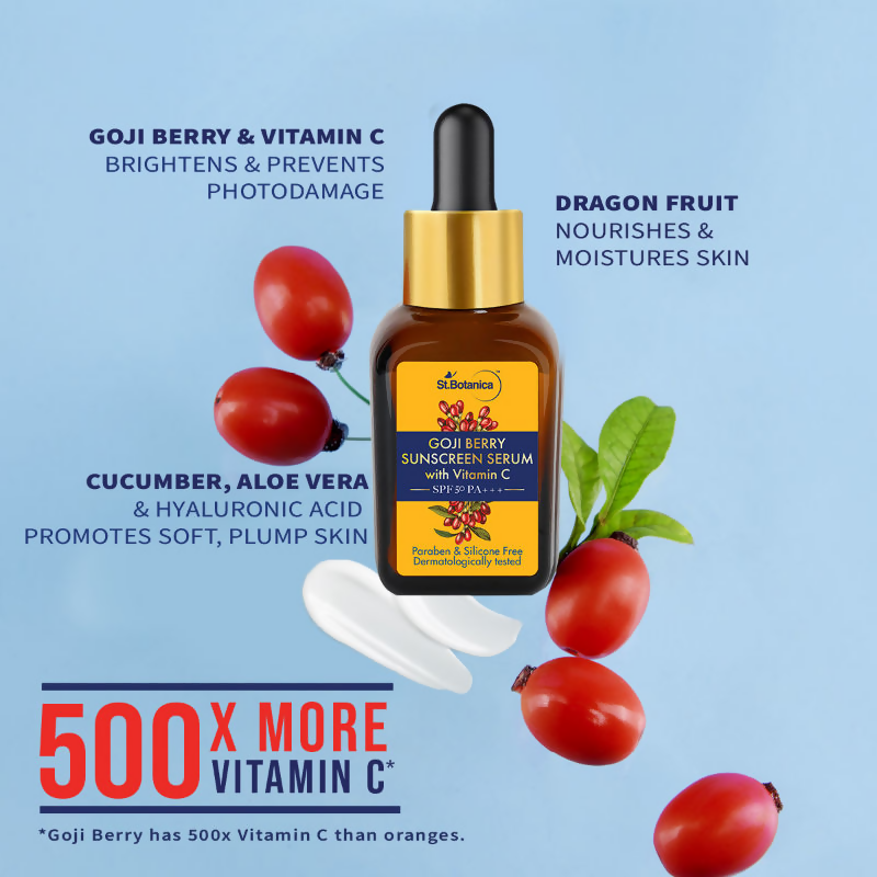 St.Botanica Goji Berry SPF50 PA+++ Serum With Goji Berry & Vitamin C For Youthful Glow | Grocsy
