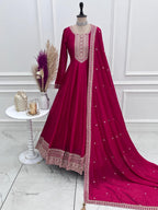 Evanik Ranipink Vichitra Silk Embroidered Sequence Work Wedding Gown Collection | Grocsy