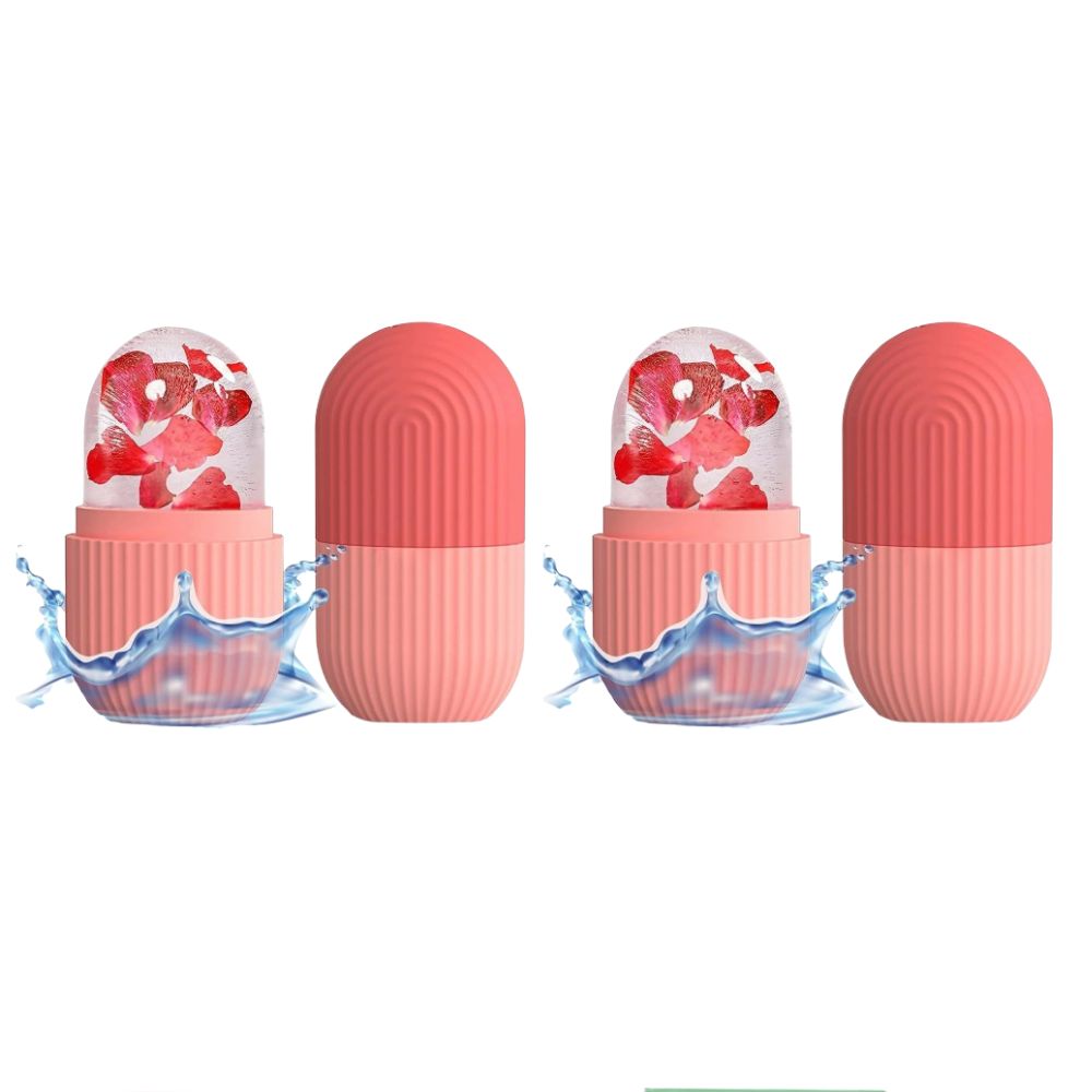 Ice Face Roller Silicone Facial Cube for Eyes Neck Massage Remove Dark Circle - Pink | Grocsy