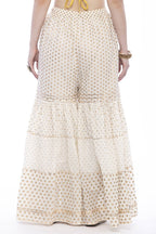 Mominos Fashion Trendy Cotton Off White Gold Print With Gota Sharara | Grocsy