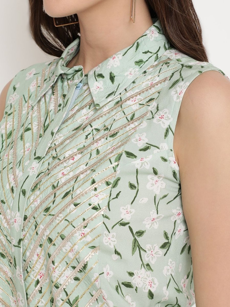 Ahalyaa Womens Mint Rayon Printed Jumpsuit | Grocsy