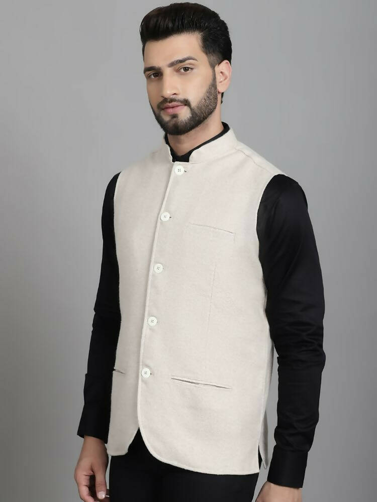 Even Apparels Nehru Jacket With Welt Pockets - Off White | Grocsy