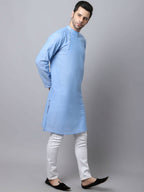 Even Apparels Blue Pure Cotton Men's Kurta With Side Placket (MMS503) | Grocsy