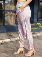 Pink Rayon Paisley Printed Top with Matching Bottom - Eesha | Grocsy