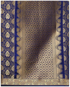 Mimosa Women's navy Blue Kanchipuram Silk Saree With Unstitched Blouse Piece | Grocsy