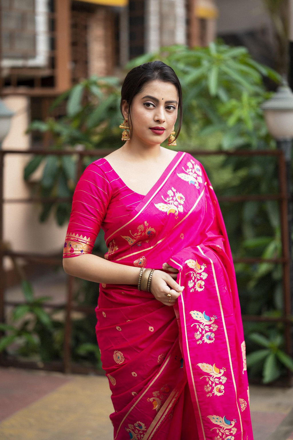 Rani Pure Silk Woven Design Saree with Unstitched Blouse - A2M | Grocsy