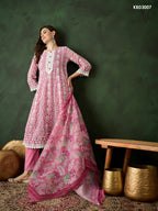 Pink Crystal Organza schiffli embroidery Kurta With Trouser & Dupatta - Bhumi | Grocsy