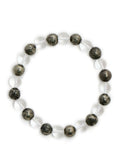 Clear Quatrz & Pyrite Black and White Beads Bracelet - Ruby Raang | Grocsy