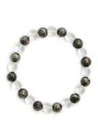 Clear Quatrz & Pyrite Black and White Beads Bracelet - Ruby Raang | Grocsy