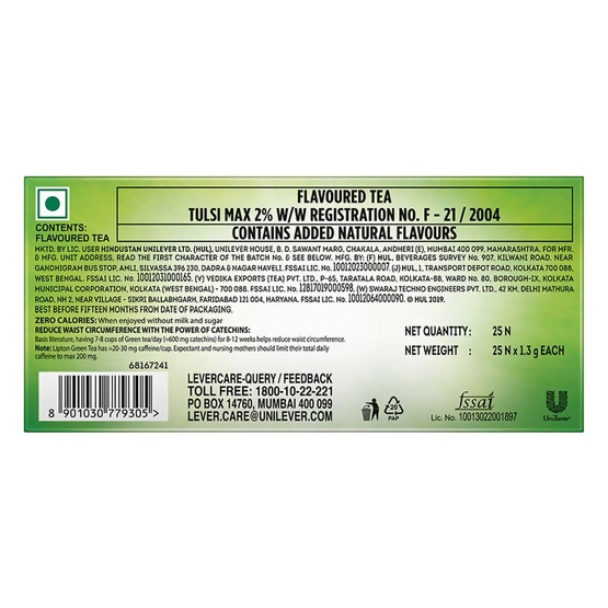 Lipton Tulsi Natura Green Tea Bags | Grocsy