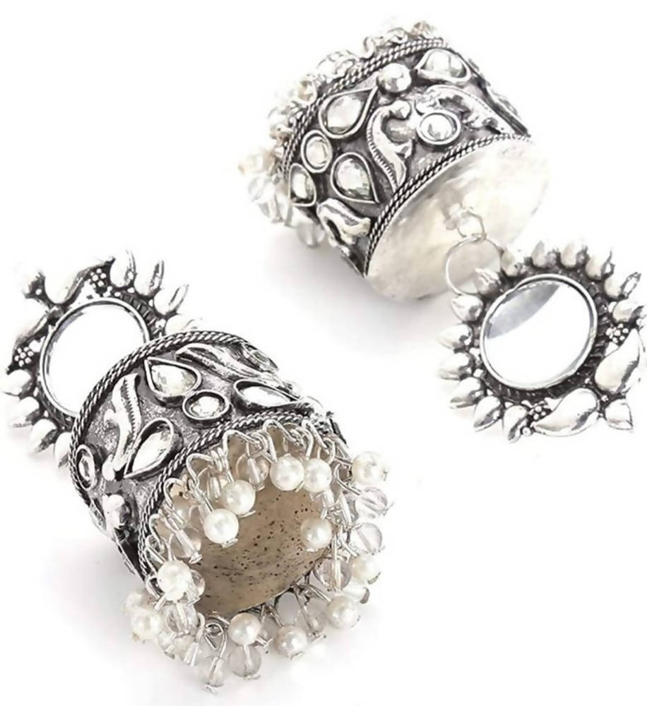 Mominos Fashion Oxidised Silver plated With Stone Earrings | Grocsy