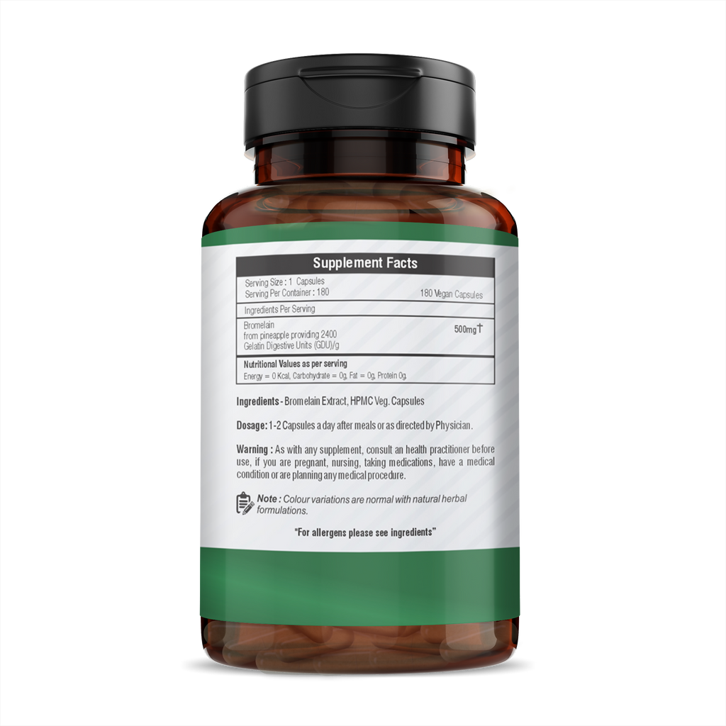 H&C Herbal Bromelain Veg Capsules | Grocsy